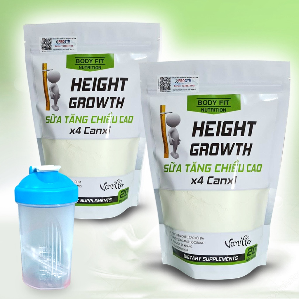 Combo 2 Túi Sữa Tăng Chiều Cao X 4 Canxi HEIGHT GROWTH + Tặng Bình Lắc