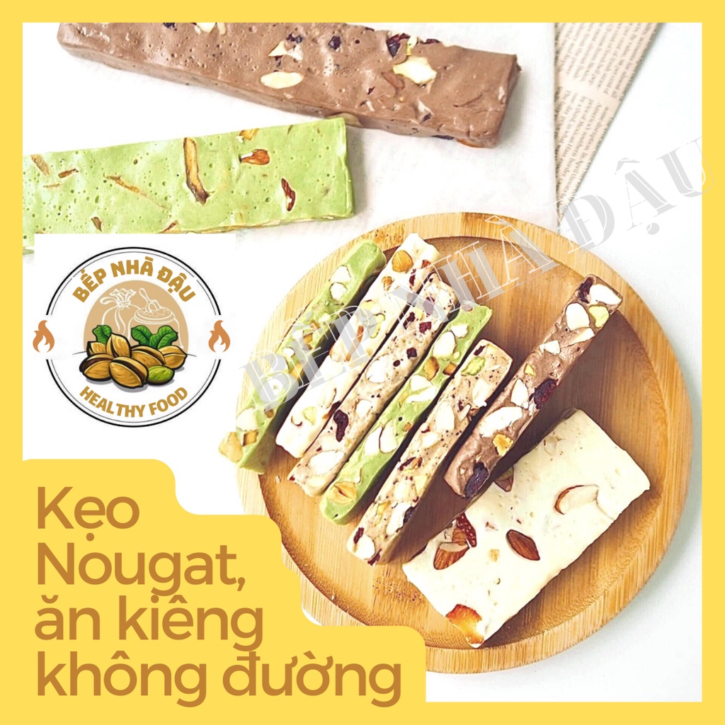 Kẹo Nougat 500g - Kẹo Hạnh Phúc, Nougat nhều hạt, dùng cho ăn kiêng, ăn vặt, người tiểu đường ăn được Healthy