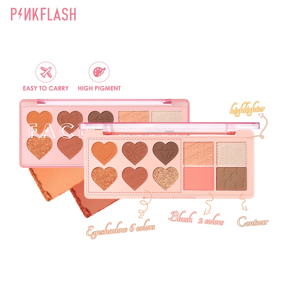 Bảng phấn mắt PINKFLASH Pink Dessert sắc tố cao màu ánh kim tuyến lâu trôi khay trang điểm đa chức năng 100g | WebRaoVat - webraovat.net.vn