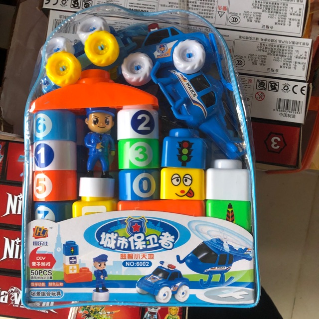 Bộ balo xếp hình to hình cảnh sát ‍♀️ cho bé( bộ 50 chi tiết)