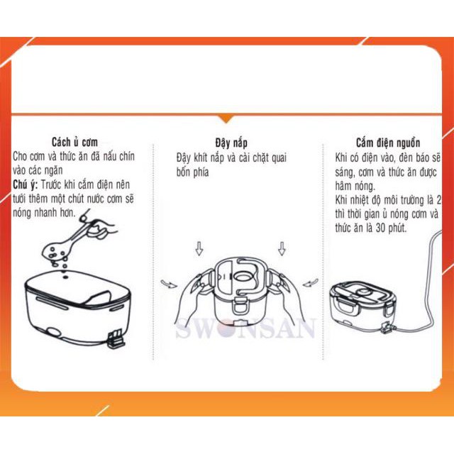 Hộp cơm ❤️FREESHIP❤️hâm nóng ruột inox cắm điện ( inox 304)