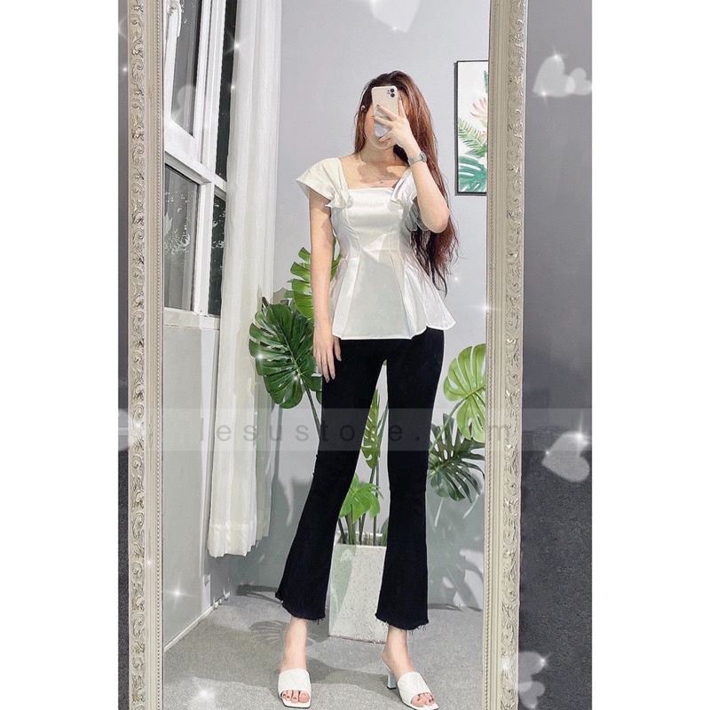 ẢNH THẬT Quần Jeans Loe trơn lai tua 90cm