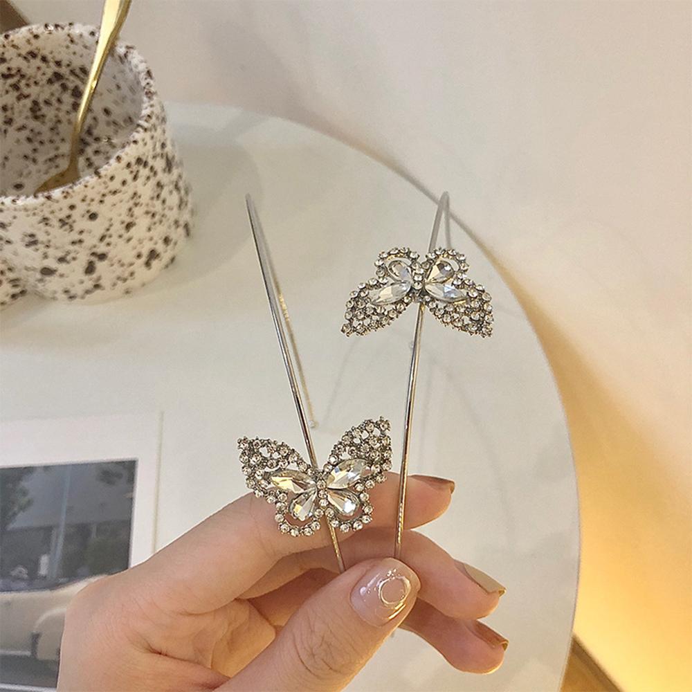 Băng Đô Cài Tóc Hình Bướm Chất Liệu Hợp Kim Lấp Lánh Nhiều Màu Phong Cách Hàn Quốc 2life