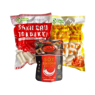[2 Loại Tok] Bánh Gạo Tokbokki Hàn Quốc nhân Phô Mai sốt cay.
