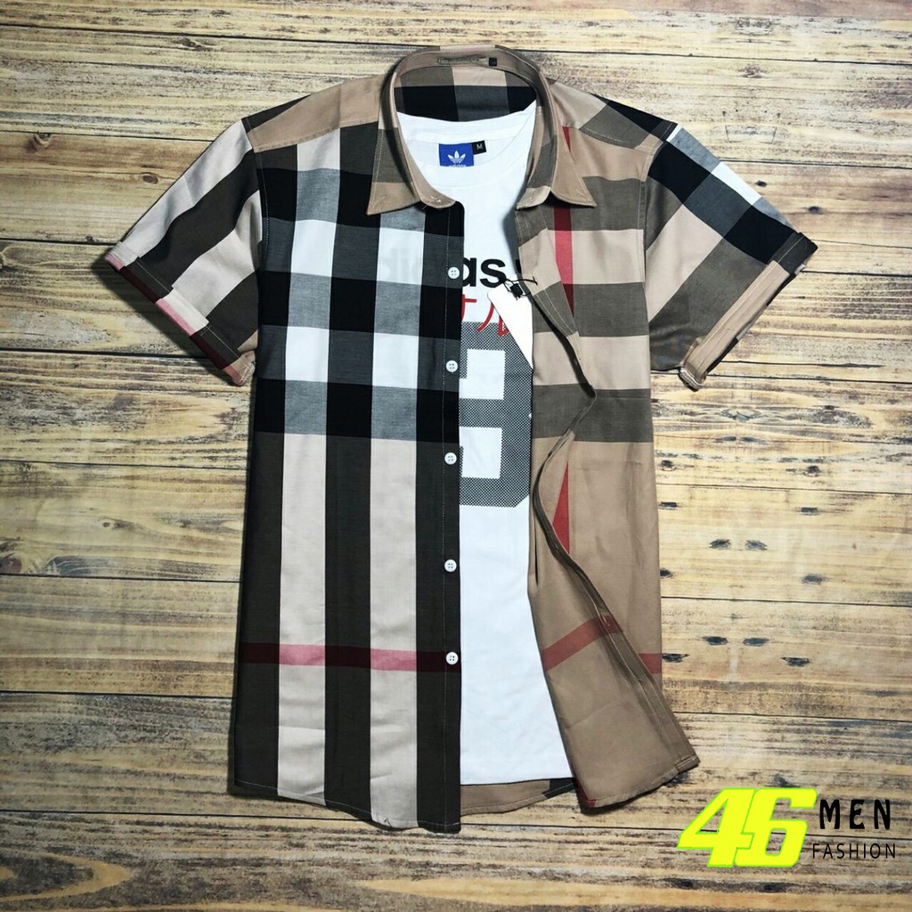 Áo sơ mi nam ngắn tay BBR sọc kẻ xuất khẩu cao cấp MFM317 | BigBuy360 - bigbuy360.vn