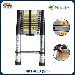 [XẢ KHO GIÁ TỐT] Thang Nhôm Rút 5m Nikita R50 - Bảo Hành 18T