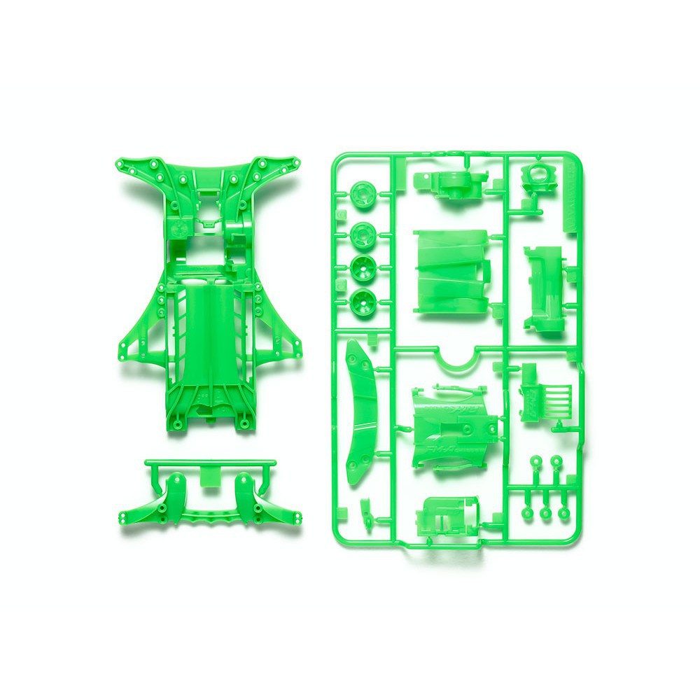95476 Phụ Kiện Mini 4WD FM-A FLUORESCENT-COLOR CHASSIS SET (GREEN)  - Gundamchat