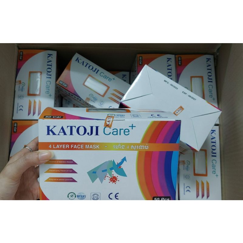 [Hoả Tốc Q10] Khẩu Trang Y Tế Kháng Khuẩn Katoji 4 lớp (hộp 50 cái)