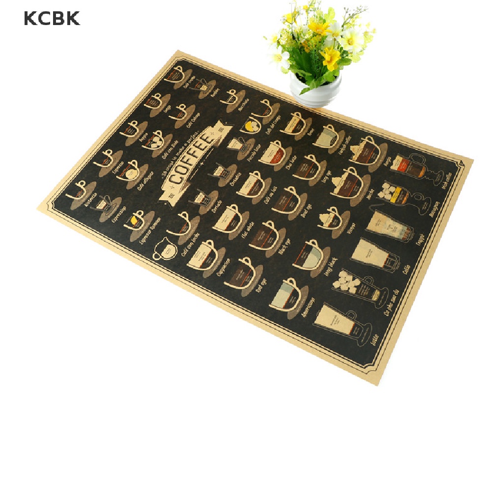KC coffee cup bars kitchen drawing poster vintage poster retro wall sticker decor BK