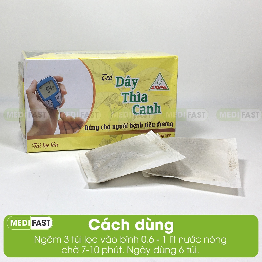 Trà túi lọc Dây Thìa Canh Lava 30 túi dành cho người tiểu đường type 1, 2 giúp làm giảm hạ đường huyết trong máu