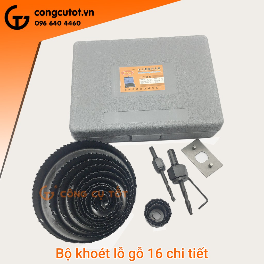 Bộ khoét lỗ gỗ và thạch cao 16 chi tiết M42 (Ø19mm - Ø127mm)