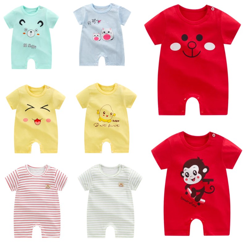 Cotton Newborn Underwear Pyjamas Baby Romper Boy Girl Jumpsuits Baby Short Sleeve Clothing Áo Liền Quần Cotton Ngắn Tay Cho Bé Từ 0-24 Tháng Tuổi