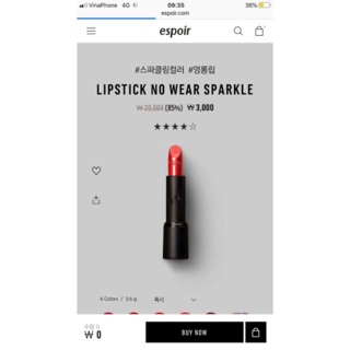 (TL HSD) Son Espoir Lipstick No Wear Sparkle