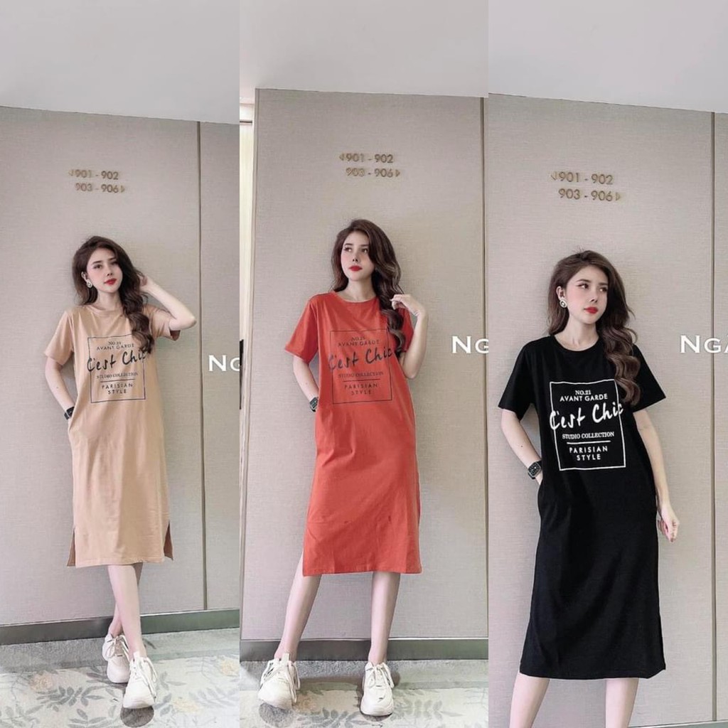 VÁY SUÔNG COTTON NỮ CÓ TÚI BASIC CỰC HOT DK44