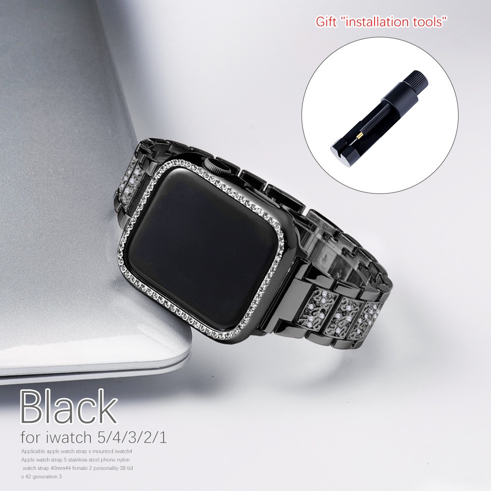 Dây Đeo Thay Thế Bằng PC Kim Loại Lấp Lánh Cho Đồng Hồ Apple Watch 7 6 5 4 32 1