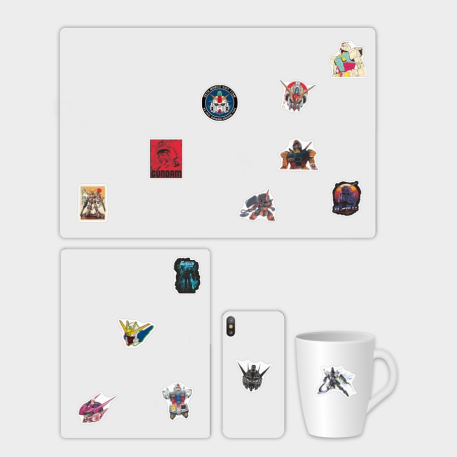 Set 100/50/25/10 nhãn dán họa tiết Gundam chống nước trang trí thủ công độc đáo