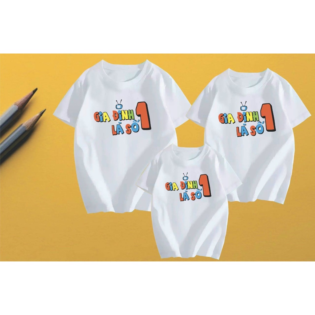 Áo Thun Gia Đình, Đồng Phục Gia Đình 3/4/5 Người Áo Thun Cotton Mát Mịn, Dày Dặn - In Chữ Gia Đình Là Số 1 Nhiều Màu