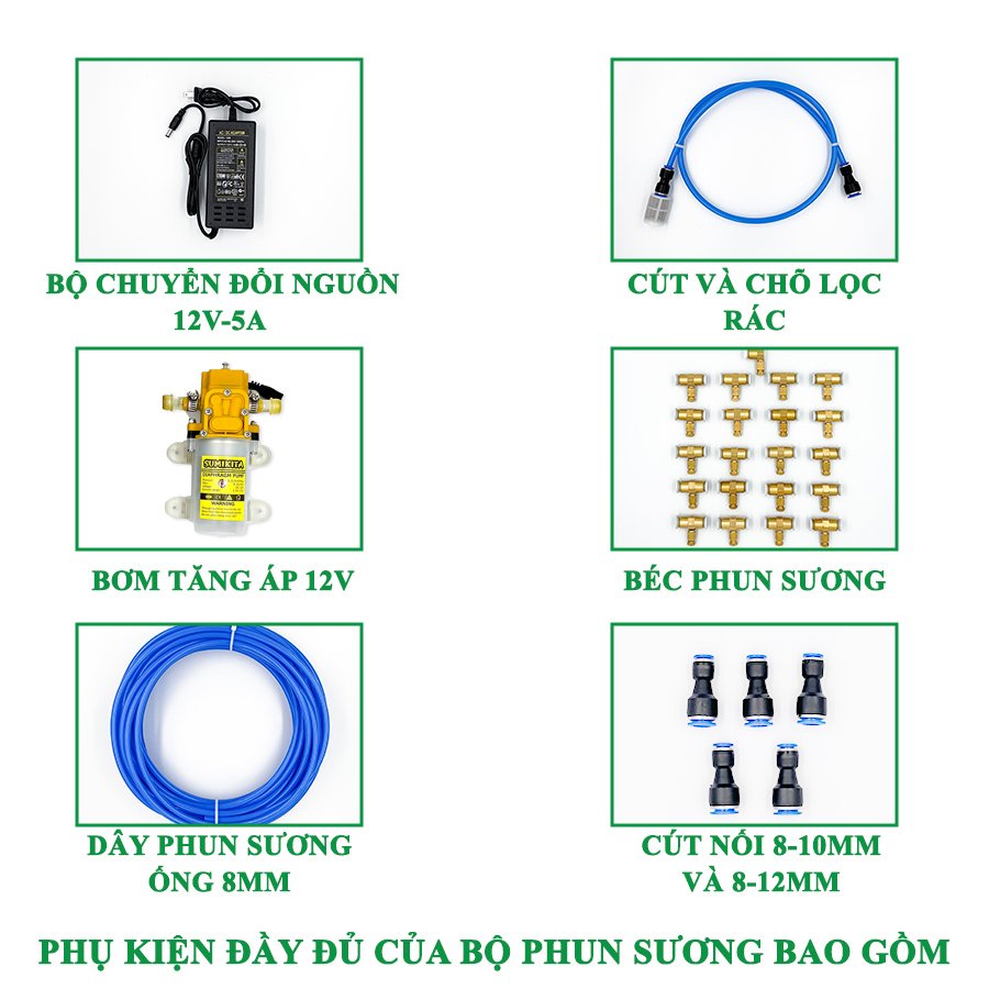 Hệ thống phun sương Sumikita LC635 làm mát tưới cây quán cà phê ô tô béc phun mưa phun sương tạo ẩm