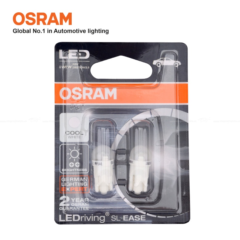 Combo 2 Bóng Đèn Led Chân Ghim Nhỏ OSRAM Standard T10 W5W 12V Màu Trắng Cool - Nhập Khẩu Chính Hãng