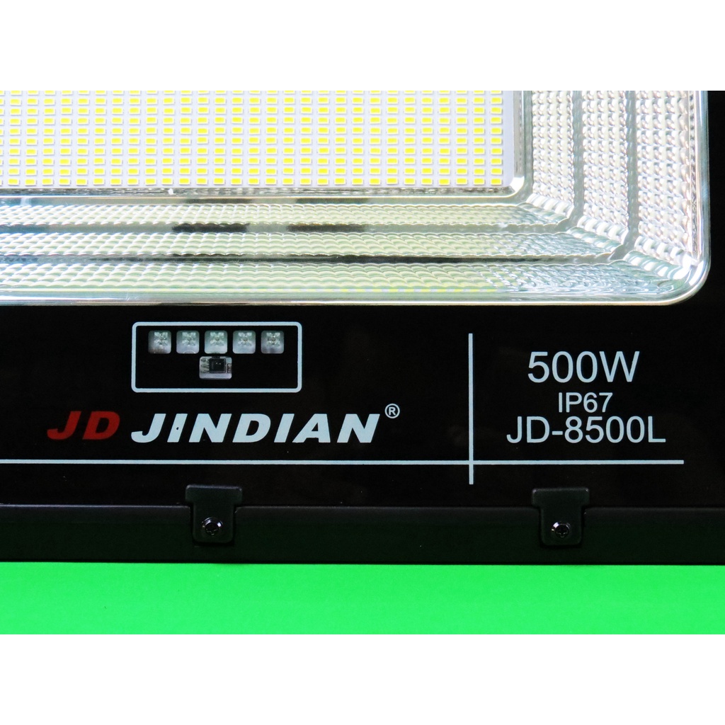 Đèn năng lượng mặt trời Jindian JD công suất 500W, loại cao cấp, tích điện, tự động sáng, chống nước, thân nhôm