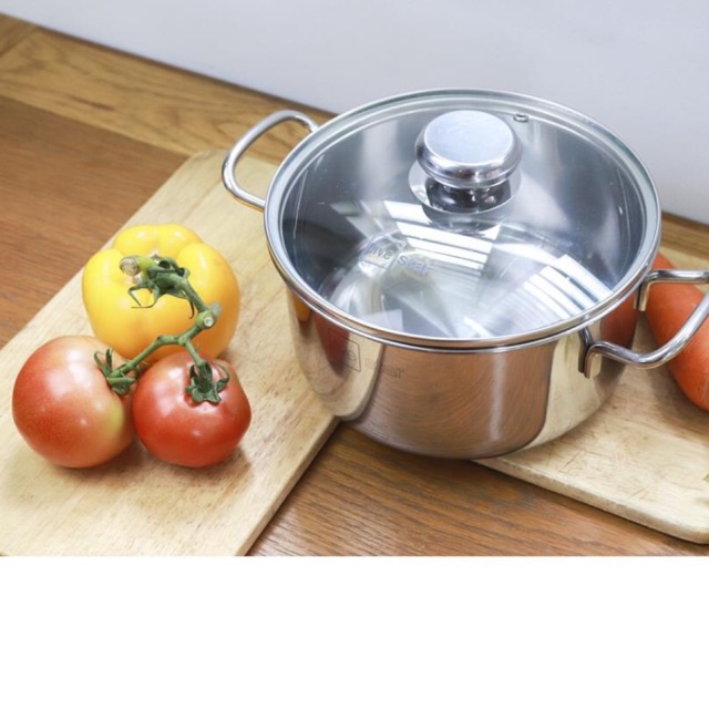 Nồi inox 3 đáy sandwich inox 430 cao cấp Fivestar Standard bếp từ nắp kính (16cm /18cm / 20cm / 24cm)