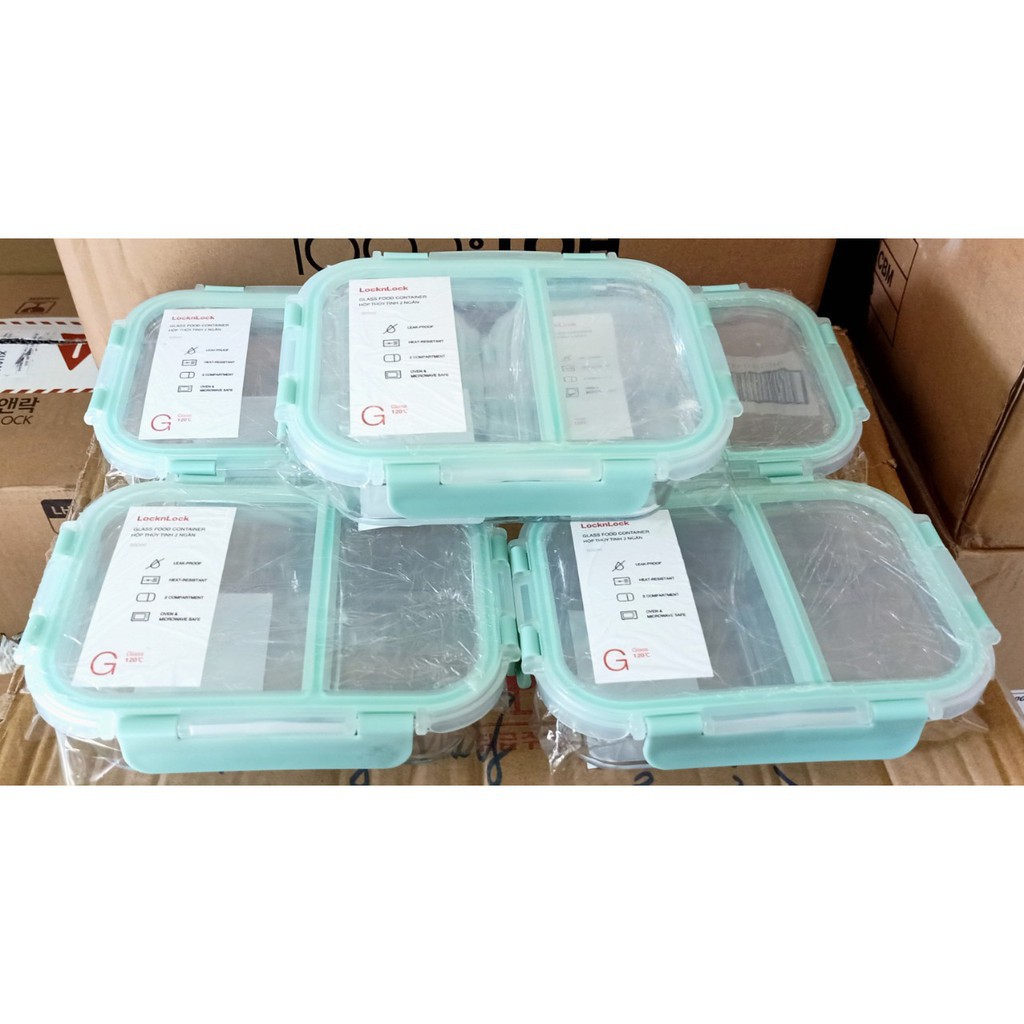 Hộp thủy tinh 2 ngăn Lock&amp;Lock Glass Food Container LLG456(600ml), LLG457(860ml)