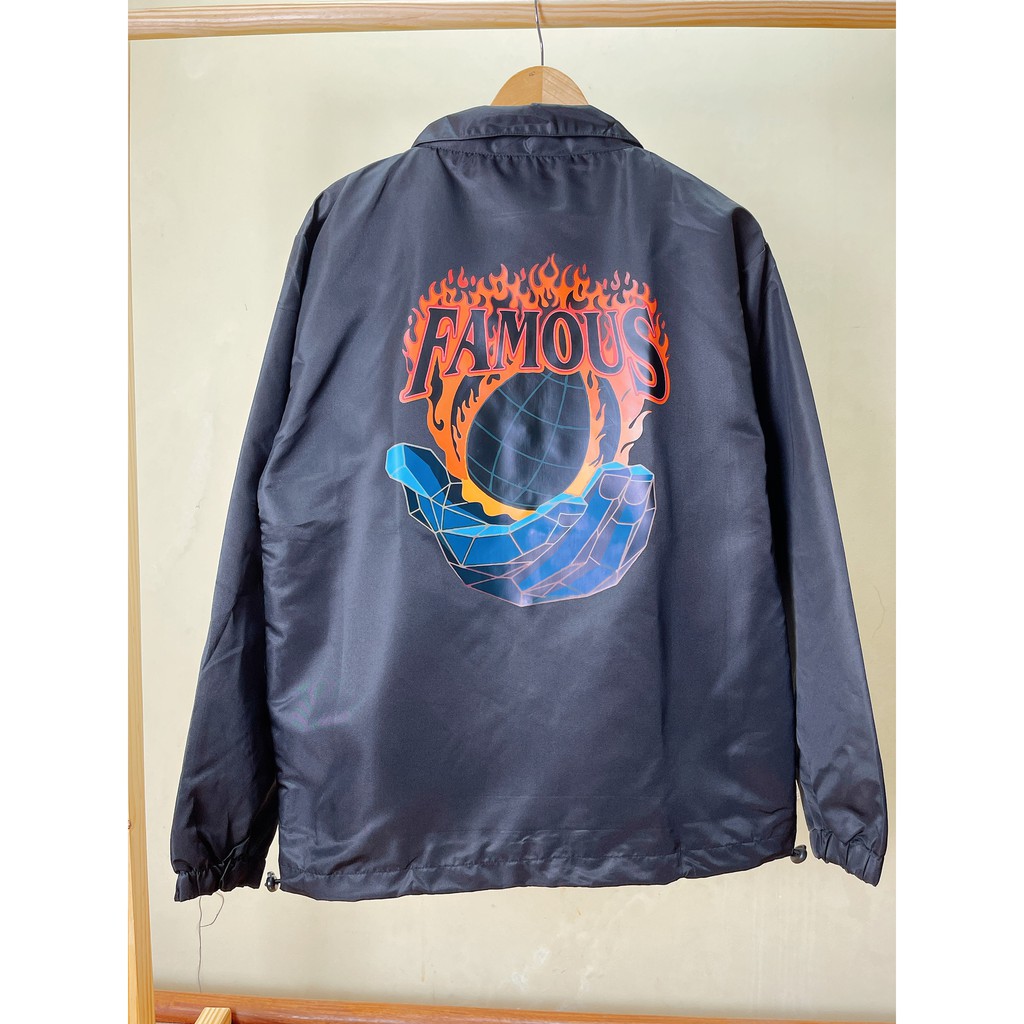 ÁO KHOÁC KAKI NÚT BẤM/ ÁO JACKET ĐEN IN HÌNH FAMOUS ,FREESHIP,LOCAL BRAND HÀNG VNXK 2 LỚP CHÓNG NẮNG,1993CLOTHING