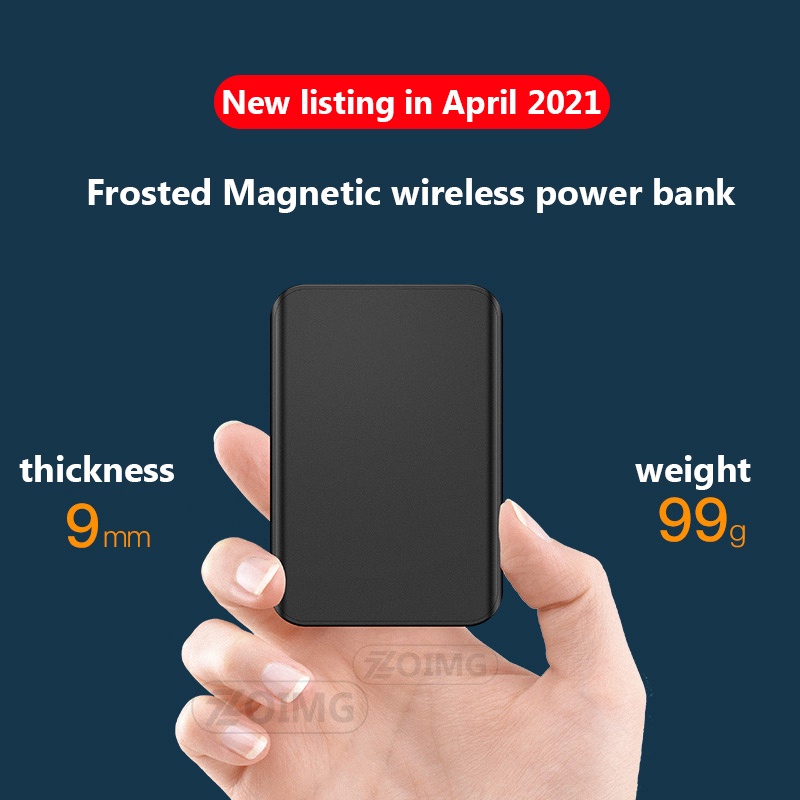 Sạc Dự Phòng Không Dây Siêu Mỏng 15W Từ Tính Cho iphone 12 13 pro max xiaomi Samsung