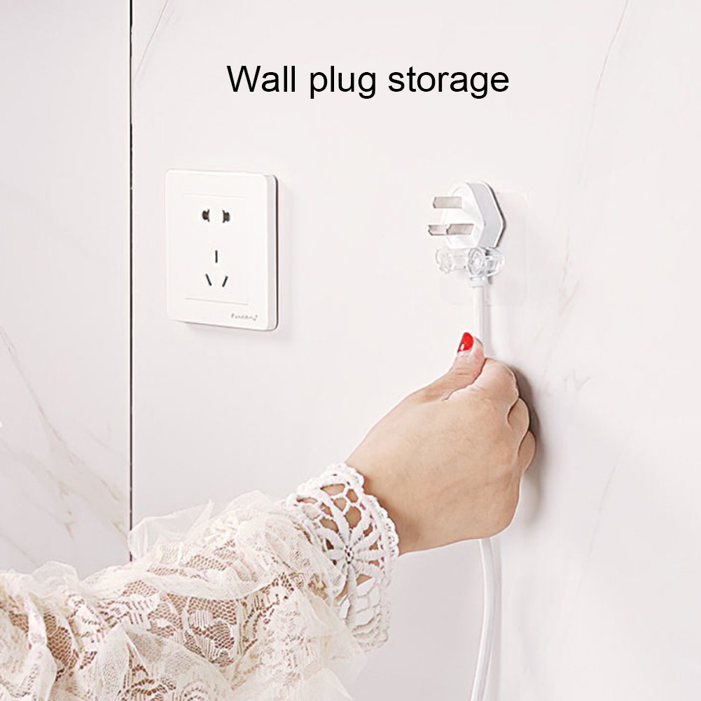 ♫10 Cái Móc Cắm Trong Suốt Móc Cắm Dây Ổ Cắm Giá Đỡ Dây Giá Đỡ Giữ Phích Cắm Dụng Cụ Cuộn Dây Cáp Phụ Kiện Sản   Gia Dụng