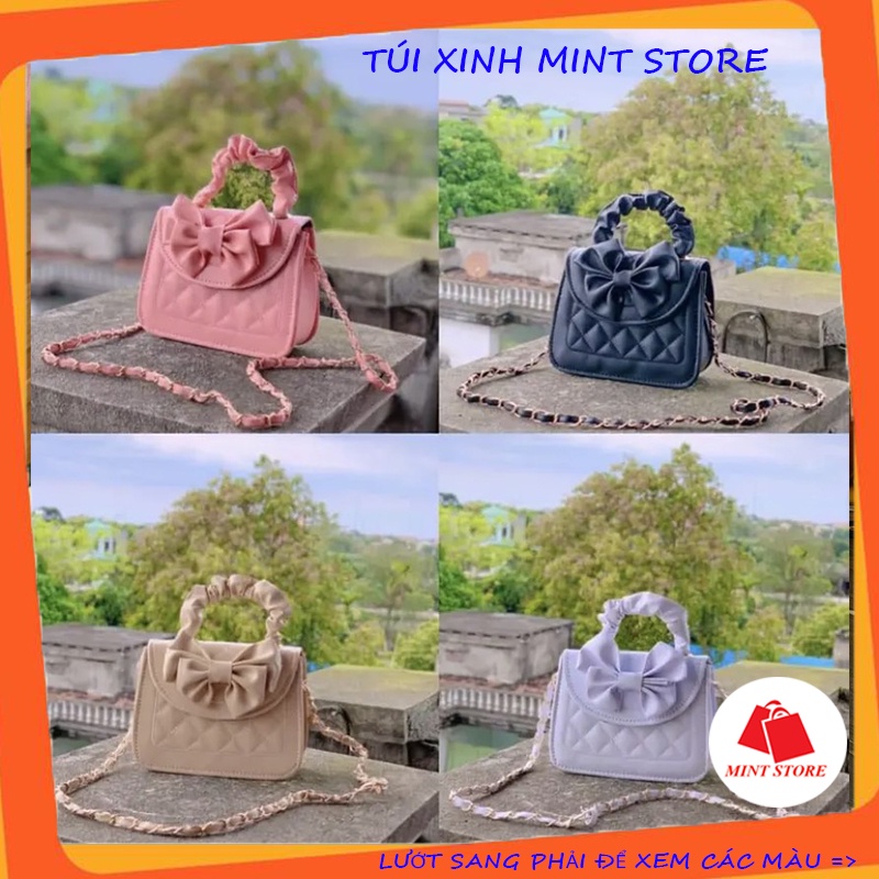 Túi xách nữ đẹp, túi đeo chéo phối nơ đi chơi xinh xắn PK 385