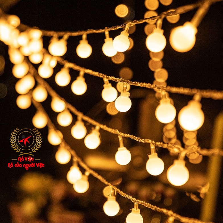 Đèn LED trang trí dây bóng tròn vàng ấm không nháy dùng pin tiện lợi, dùng đi du lịch cắm trại dã ngoại tiện lợi-DCP7