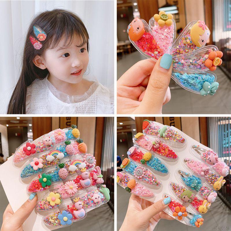 Kẹp tóc BB hình trái cây phối sequin lung linh đáng yêu cho bé gái