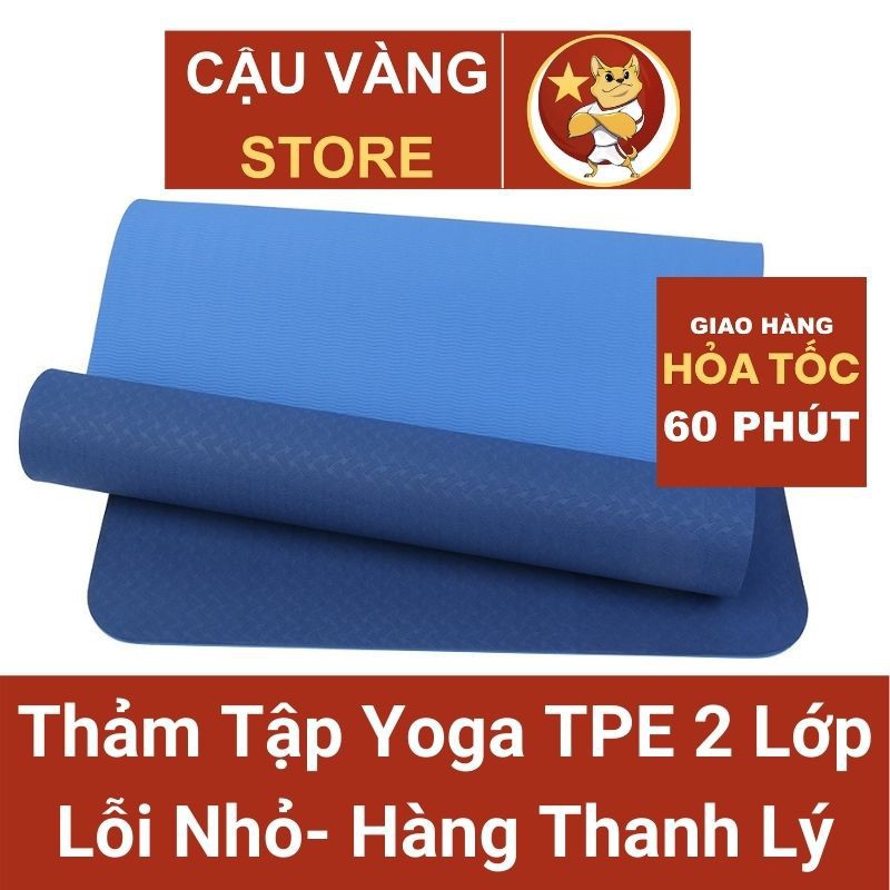 [Lỗi nhỏ - Hàng thanh lý] Thảm tập Yoga 6mm, gym 8mm Cậu Vàng TPE 2 lớp chống trơn trượt giá rẻ