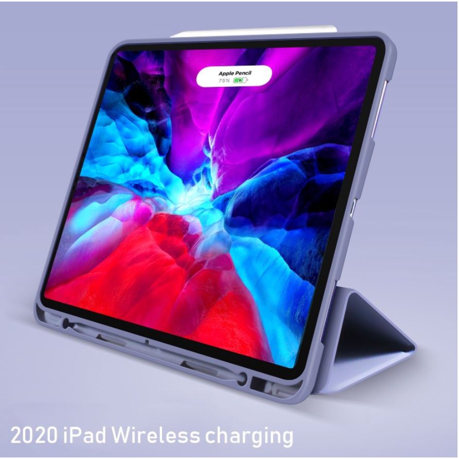 Bao da máy tính bảng cho iPad pro 12.9 11 2020, iPad 10.2 2019 có ngăn đựng bút Apple hỗ trợ sạc không dây