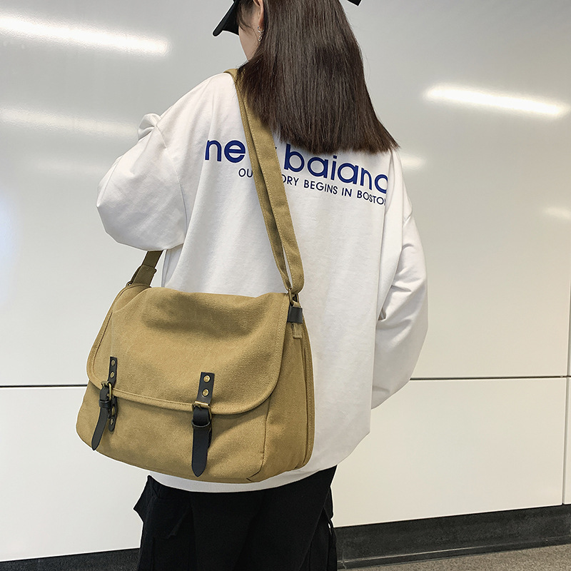 Túi Xách Canvas Ngăn Rộng Phong Cách Hàn Quốc Cho Nữ