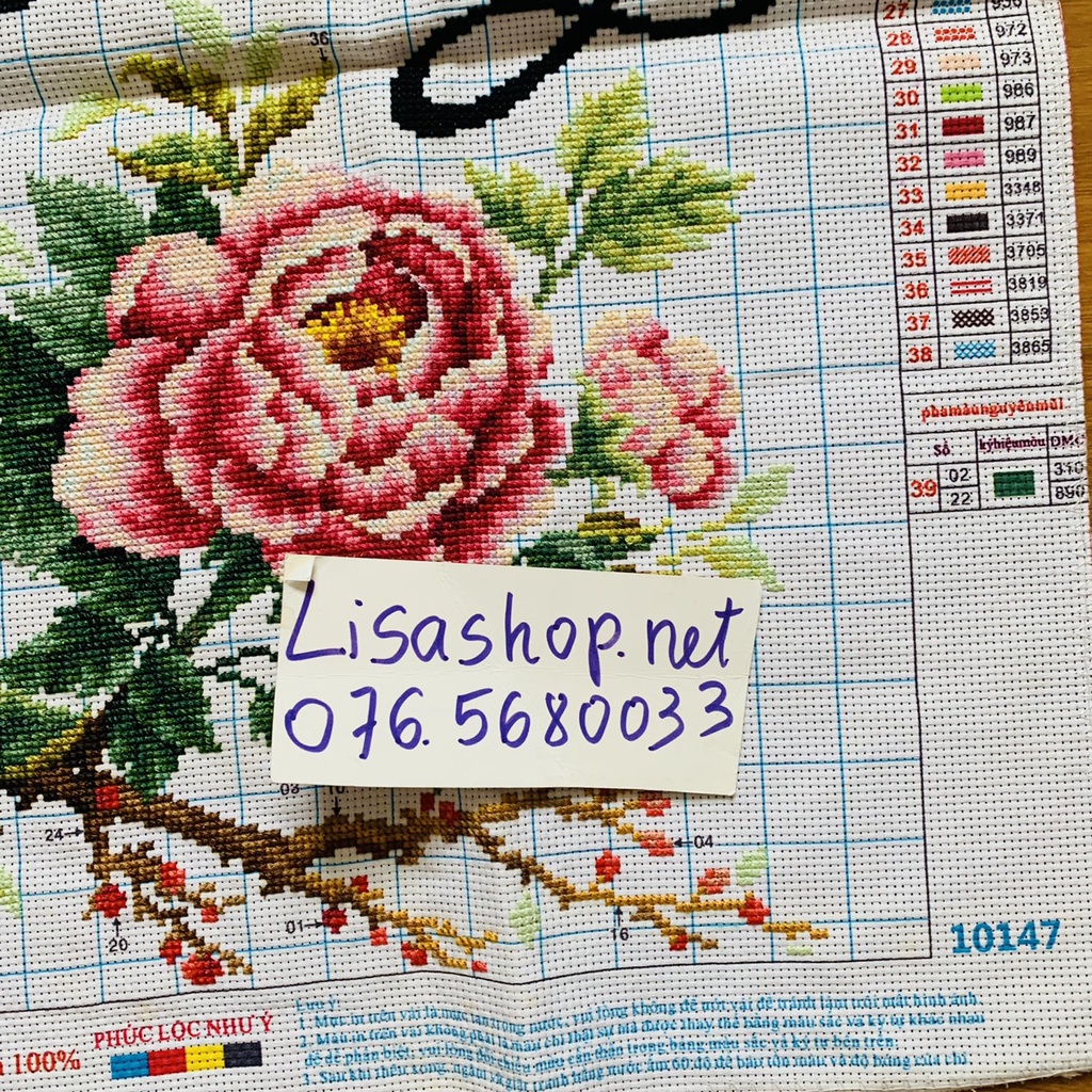 Tranh thêu chữ thập PHÚC LỘC NHƯ Ý đã thành phẩm 62x44cm đã thêu