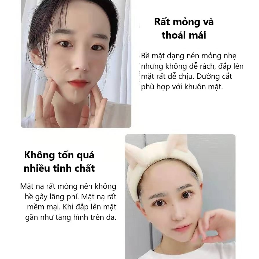 1 Viên Mặt nạ nén lụa tơ tằm vô hình ROMIMIU Soft Cotton Whisper Silk Compression Mask