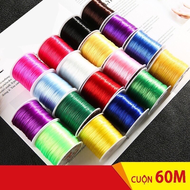 Cuận dây cước chun tơ 1mm xâuvòng 60m- nguyên liệu làm vòng tay thủ công