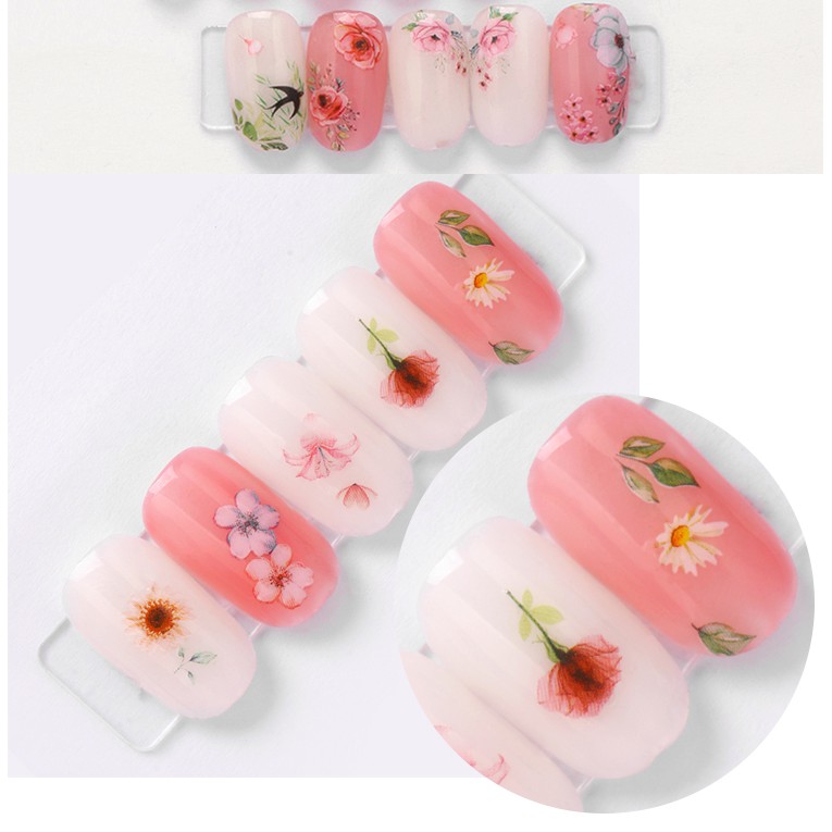 Nail Sticker Hoa Lá Cành Mẫu Mới - Lẻ 1 Tấm