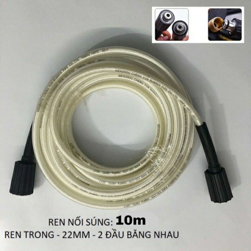 Dây máy  rửa xe cho máy bơm xịt rửa áp lực cao  S2 _ Ren trong 22mm ( dài 10m)