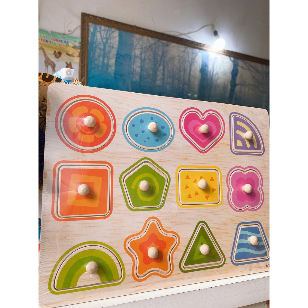 Đồ Chơi Bảng Ghép Hình Núm Gỗ Loại Sịn Bảng Núm Cho Bé Loại To Đẹp 22×30cm Nhiều Chủ Đề