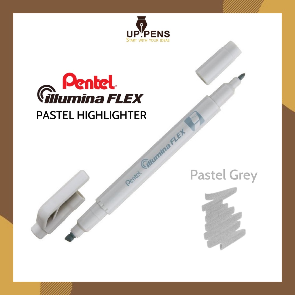 Bút dạ quang Pentel Illumina Flex Twin Tip Highlighter SLW11P - Bold/Five - Màu xám (Pastel Grey)