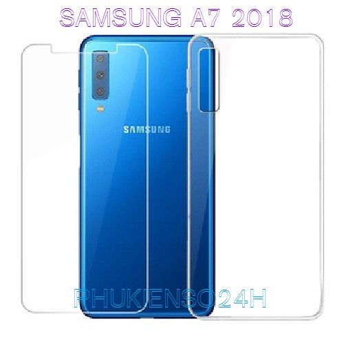 Ốp lưng Samsung A7 2018 trong suốt + miếng dán cường lực giá siêu rẻ