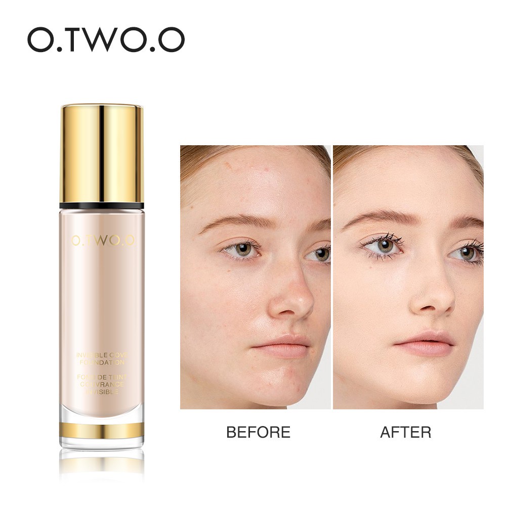 Kem nền O.TWO.O GOLD INVISIBLE COVE  8 tông màu tự nhiên 30ml - kem nền kiềm dầu nội địa trung JINT