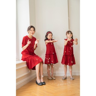 Váy thiết kế đôi mẹ và bé, vải lụa Ruby,  kiểu dáng bay bổng thướt tha