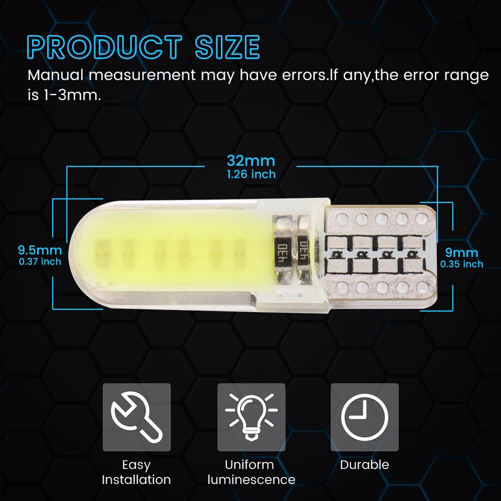 Bóng Đèn LED W5W T10 COB 12 SMD 12V Ánh Sáng Trắng/Đỏ/Xanh Dương/Đỏ Dành Cho Xe Hơi