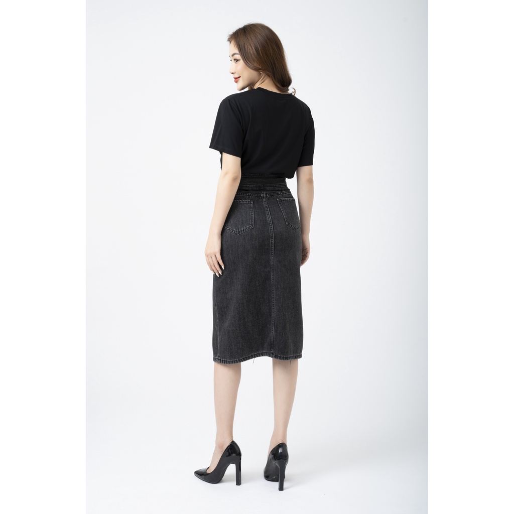 Áo cotton nữ dáng suông phông rộng ngắn tay in chữ thân trước FIONA F522165