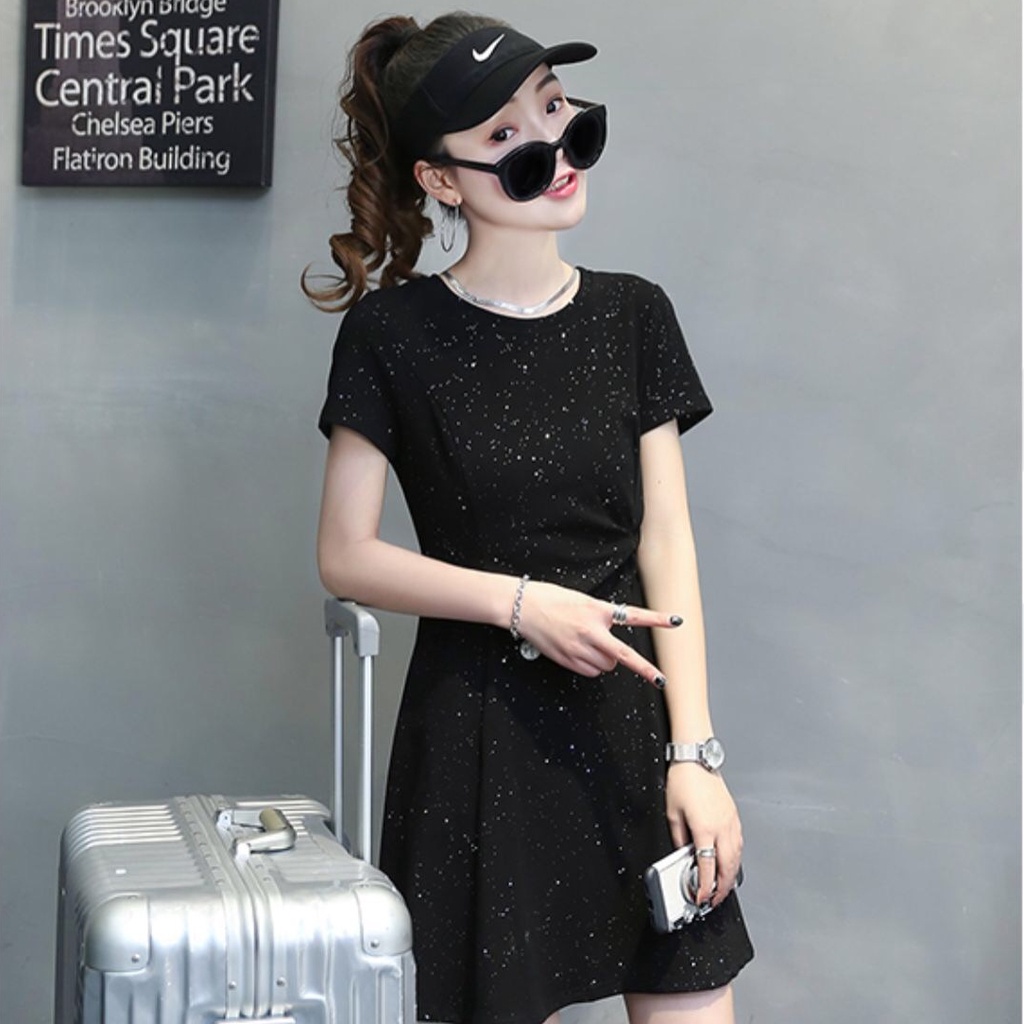 Đầm Tay Ngắn Chất Liệu Lụa Mỏng Cao Cấp Thời Trang Theo Phong Cách Hàn Quốc Cho Nữ