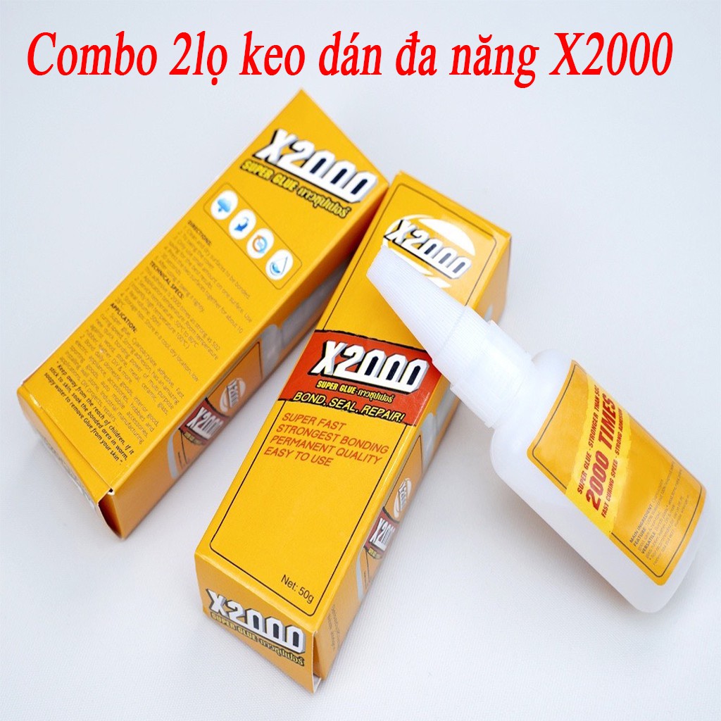 Combo 2 lọ keo dán đa năng siêu dính X2000 dán được mọi vật liệu _ dán gỗ, thủy tinh, kim loại, sắt, gốm sứ, nhựa