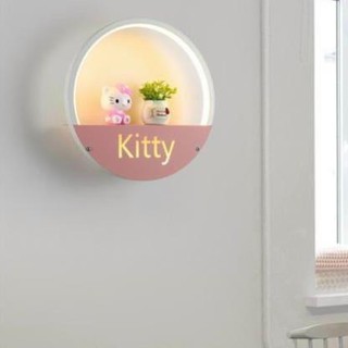 Đèn trang trí gắn vách tường có tiểu cảnh hình chú mèo Kitty - Đèn gắn vách trang trí đẹp, đơn giản